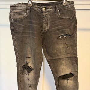 Ksubi Charcoal Distressed Slim Straight Jeans